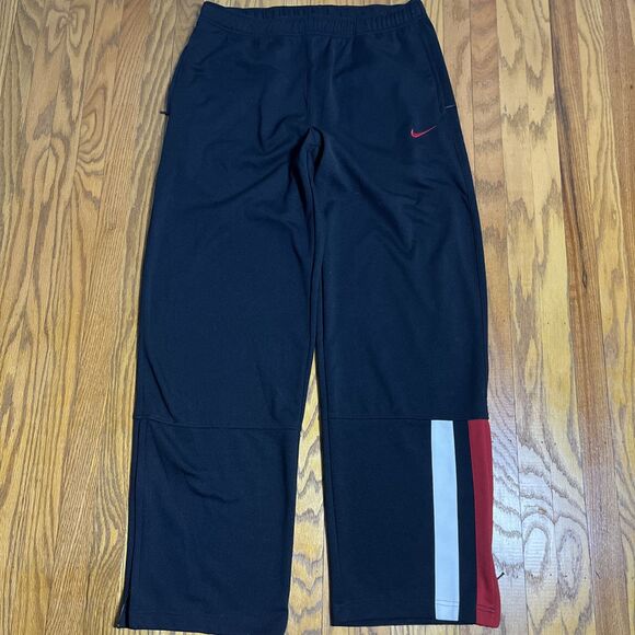 Vintage Y2K Nike Large Silver Tag Red Black Windbreaker Track Basketball Pants - Picture 1 of 10